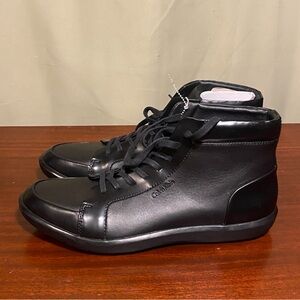 Calvin Klein Malvern Box Leather Boots Black Mens 11 NWOT